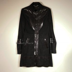 Amazing Gucci Tom Ford Era Runway Light Suede Coat With Python Trim! RARE